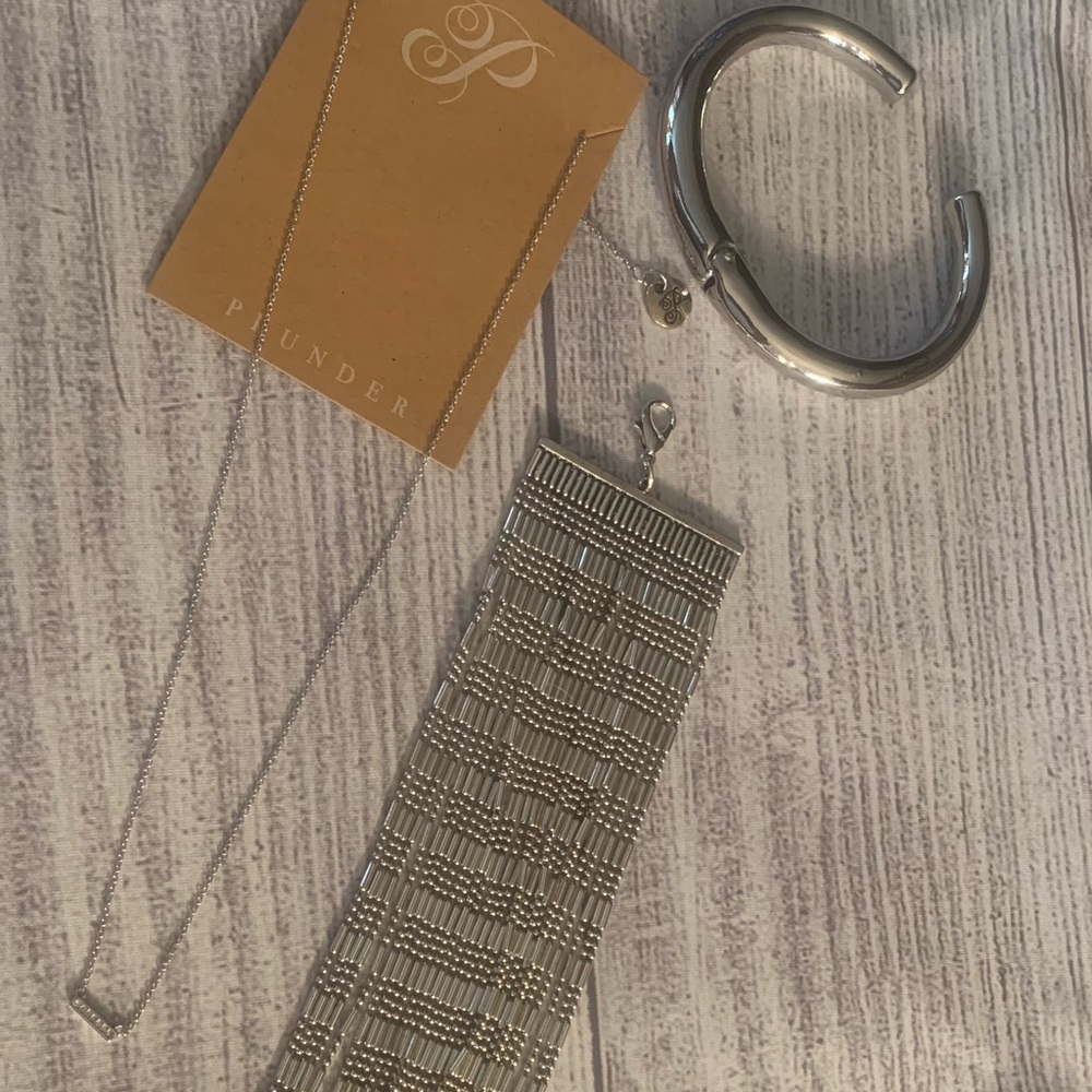 Silver Lovers Bracelet & Necklace Set~includes bracelet/hinged bangle/necklace